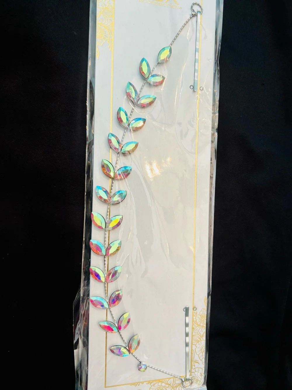 Beautiful Jeweled Leaf Chain Headpiece-Special Occasion Hair Style!